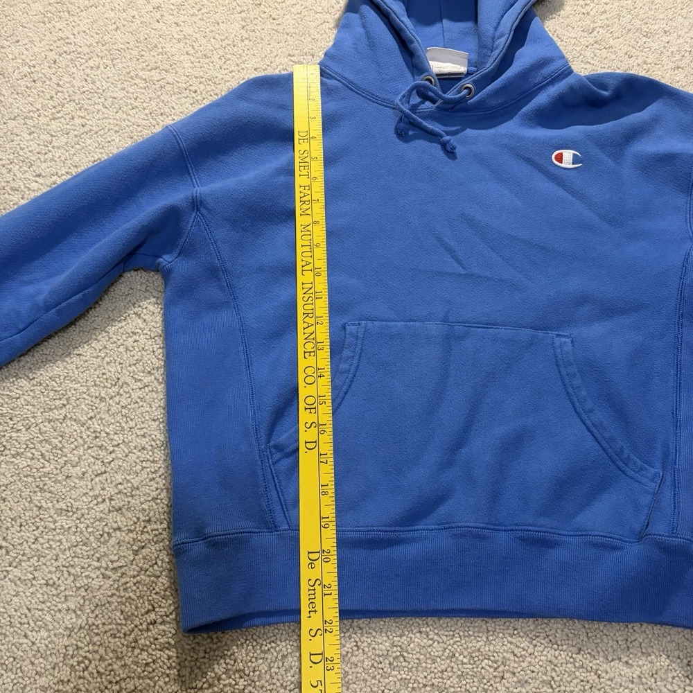 Champion Reverse Weave Pullover Hoodie Adult Size Medium Blue Sweatshirt - Picture 7 of 8